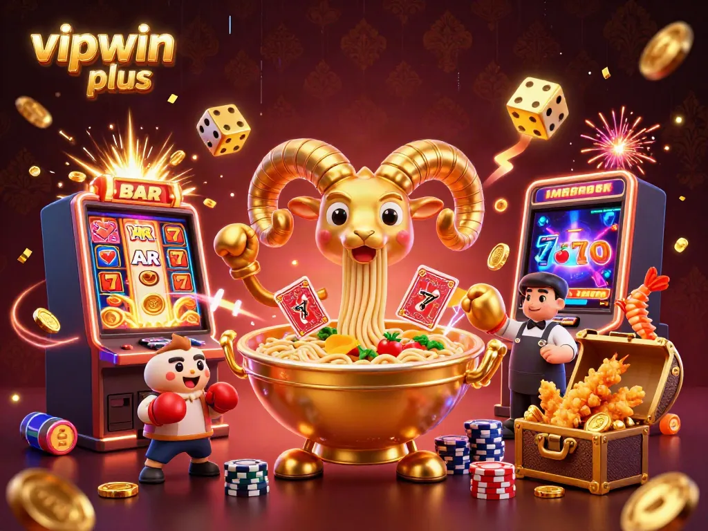 Experience the vipwin plus excitement with a vibrant casino scene featuring unique animated characters and thrilling game elements.